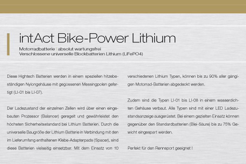 Produktbeschreibung Intact Bike Lithium Batterie