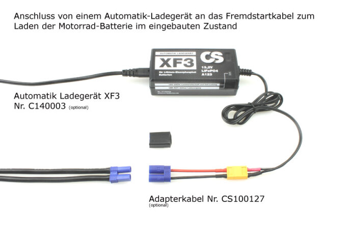 Einbau-Lade,- und Fremdstartkabel 8,4qmm 8AWG mit  Stecker und Schutzkappe -500mm-