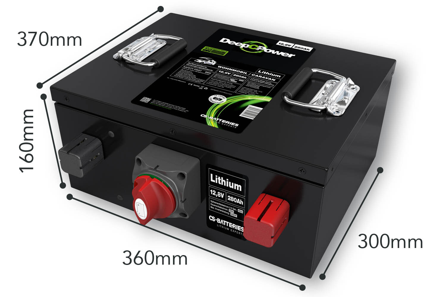 Lithium LiFePO4 Untersitz-Batterie - 12V