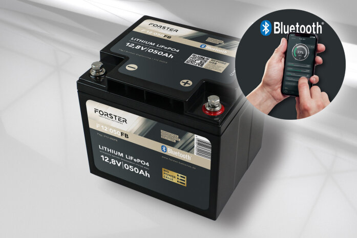 FORSTER 12,8V Lithium 50Ah Lithium Fishing Batterie | BMS | Smart Bluetooh | IP67