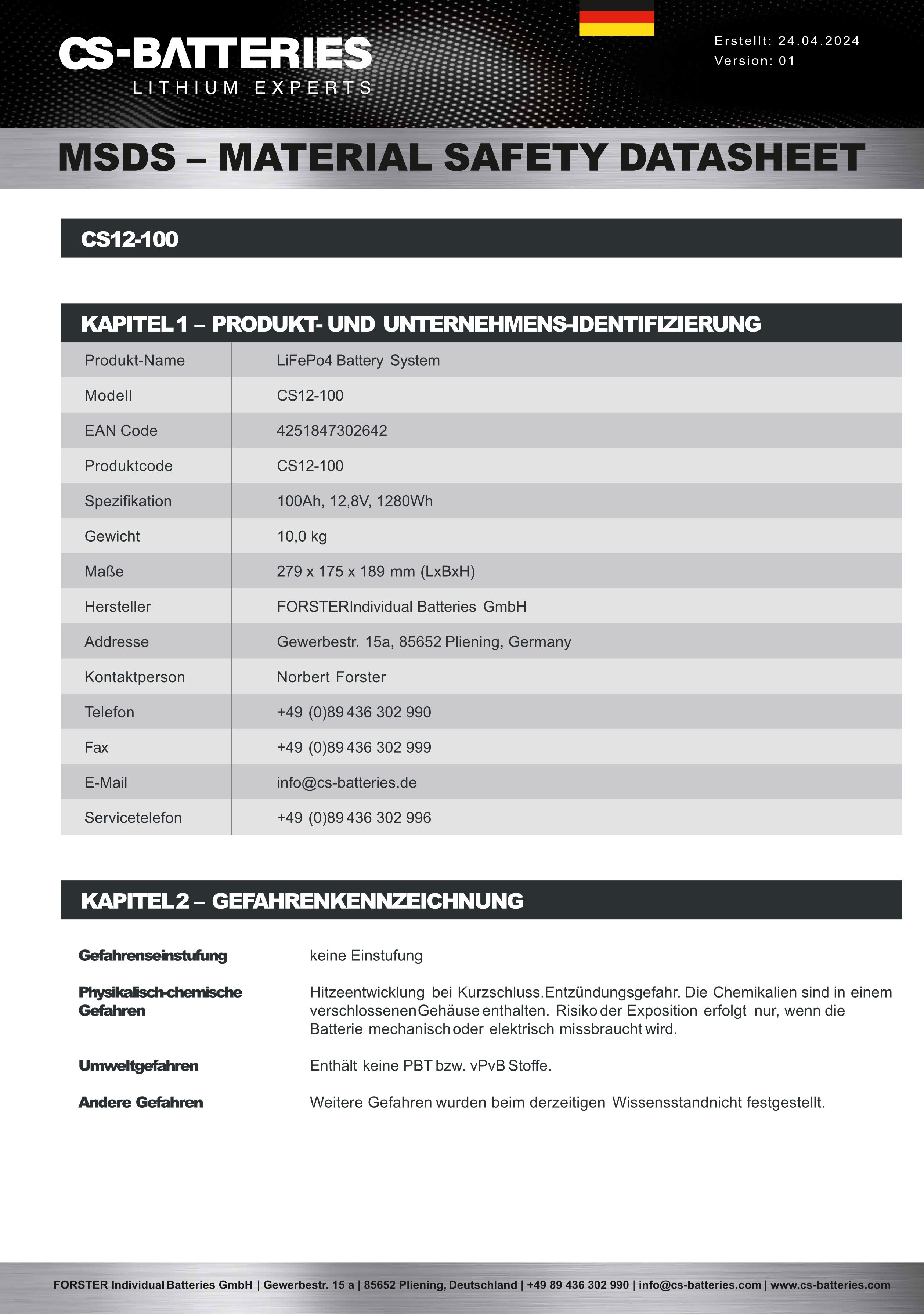 MSDS CS12-100