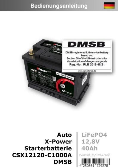 Hier geht es zur Bedienungsanleitung von CSX12120-C1000A-DMSB LiFePO4 X-Power-Starterbatterie