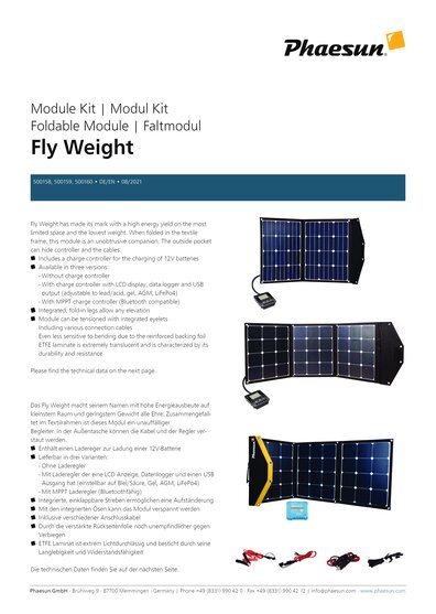 Modul Kit Phaesun Fly Weight 135 Premium MPPT Datenblatt