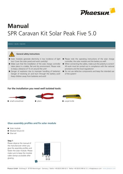 SPR Caravan Kit Solar Peak LR1218 120 W | 12V Anleitung